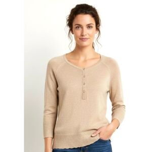 🏔️ Columbia Tan Henley Knit Lightweight Sweater 🏔️